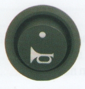 Comutator rotund Pornit/Oprit 12V cu dubla iluminare - Indicator claxon/goarna LED si indicator functionare 